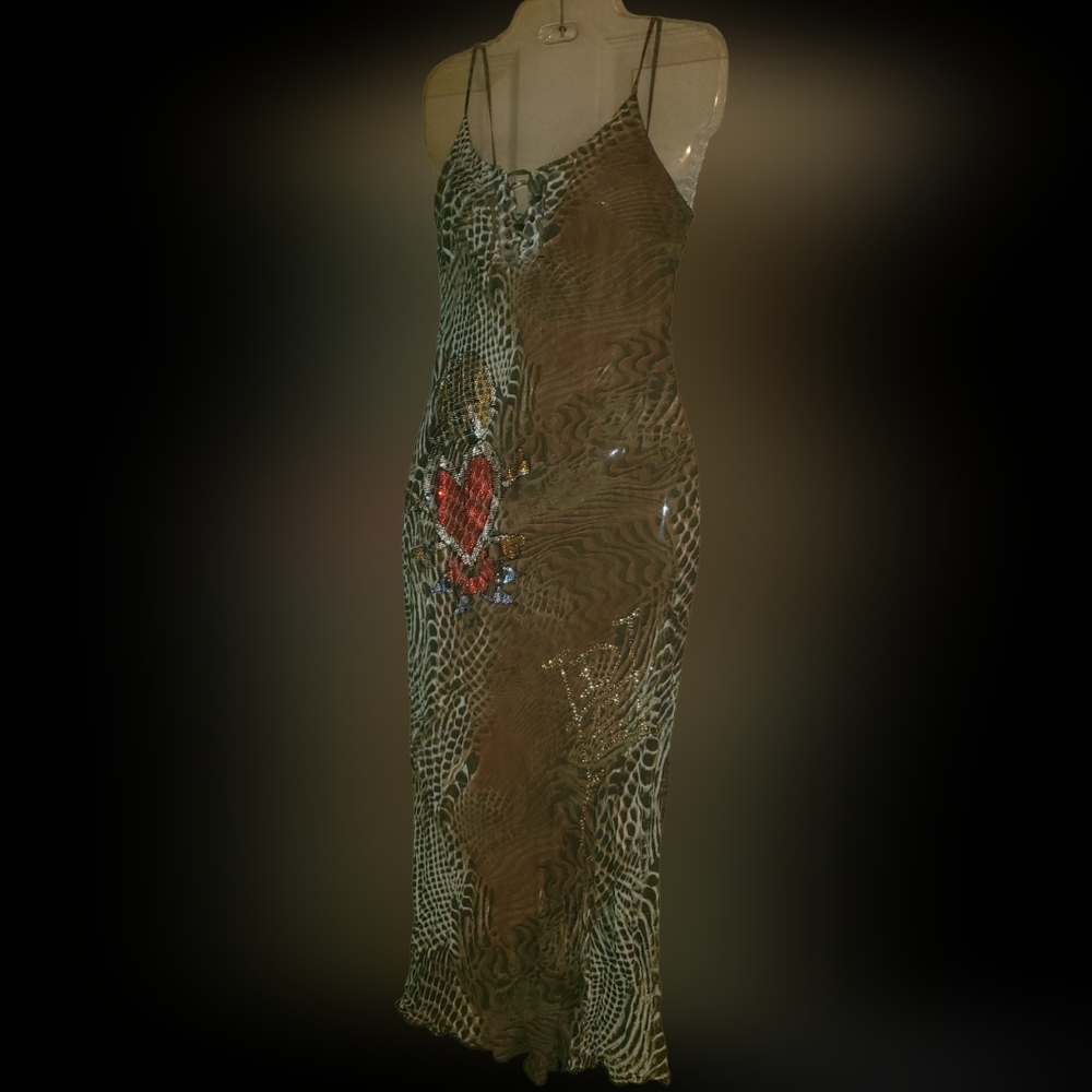 Ed Hardy by Christian Audigier jewel studded leopard print dress